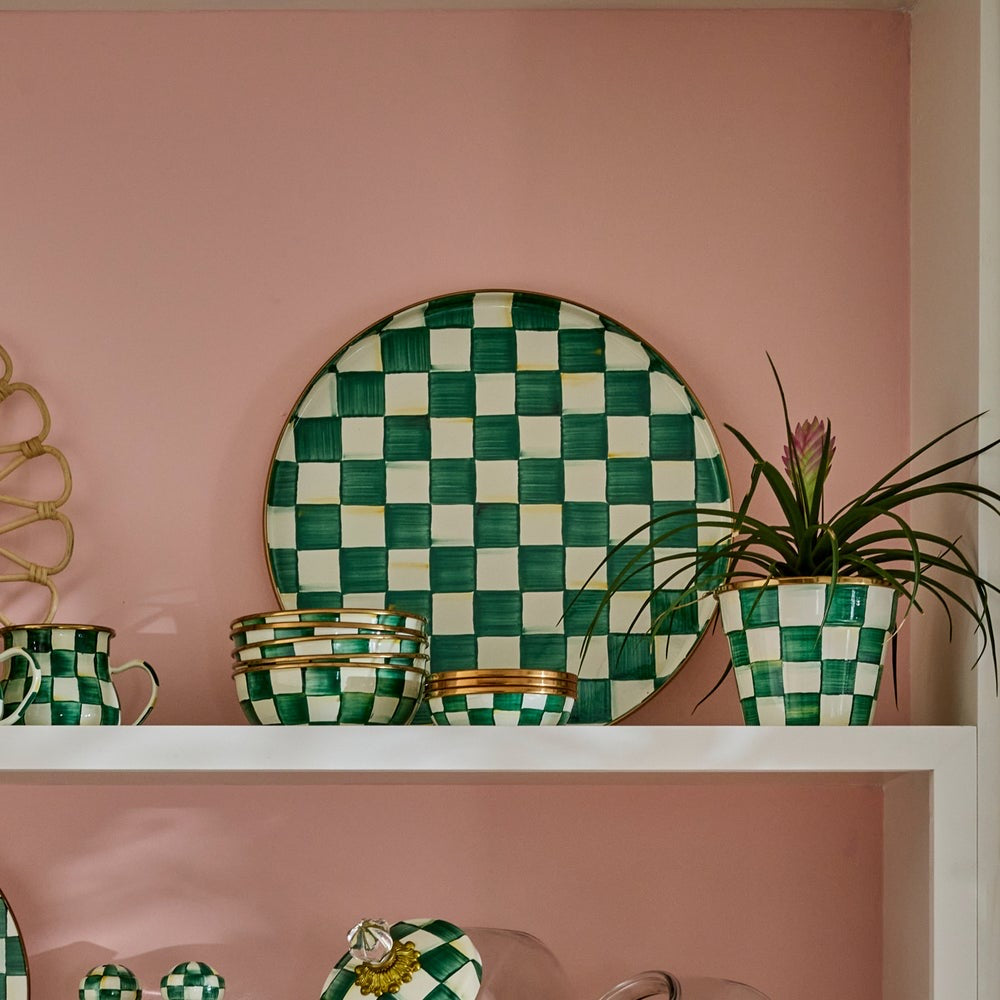 Emerald Check Serving Platter