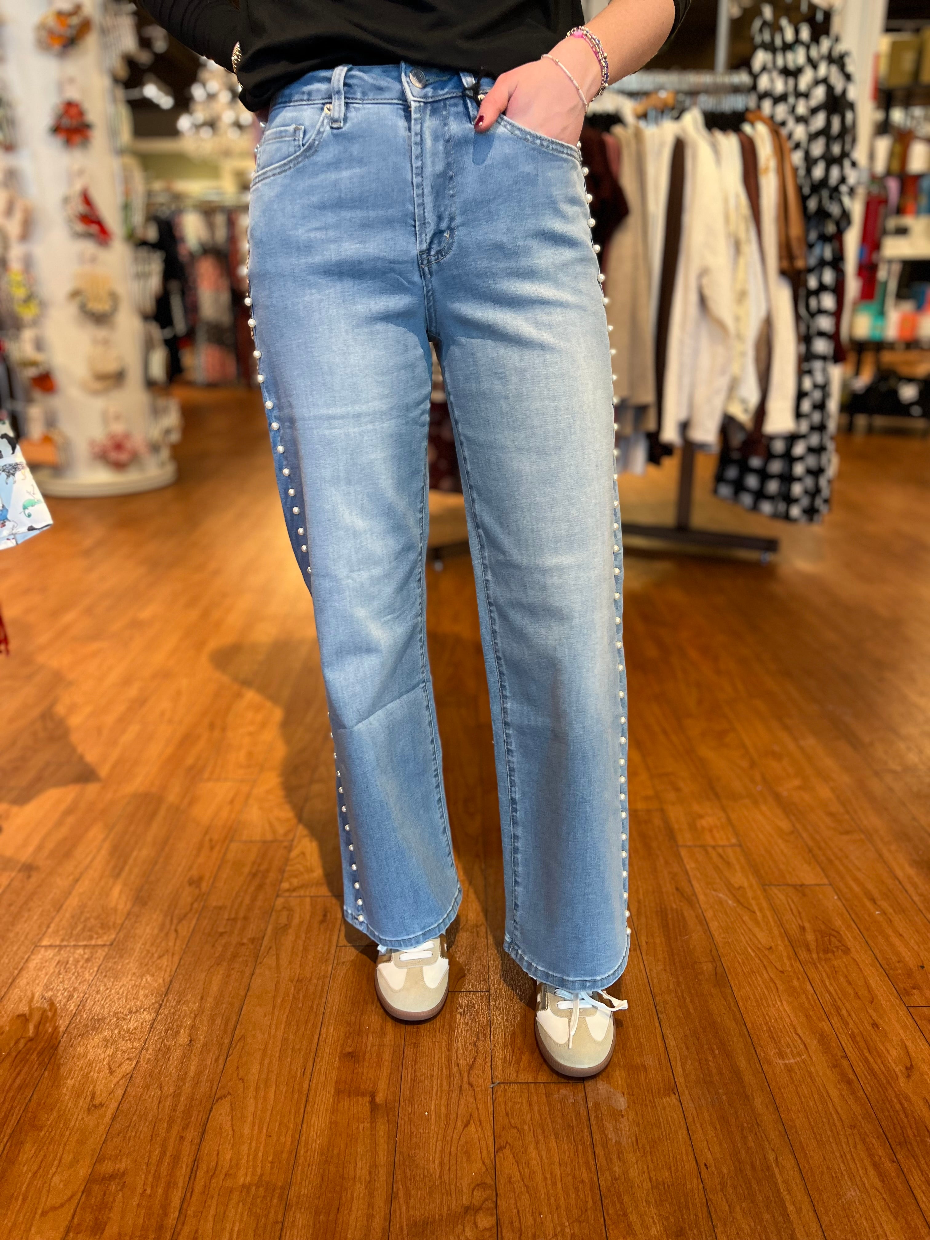 Wide Leg w/ Pearl - Ivy Indigo