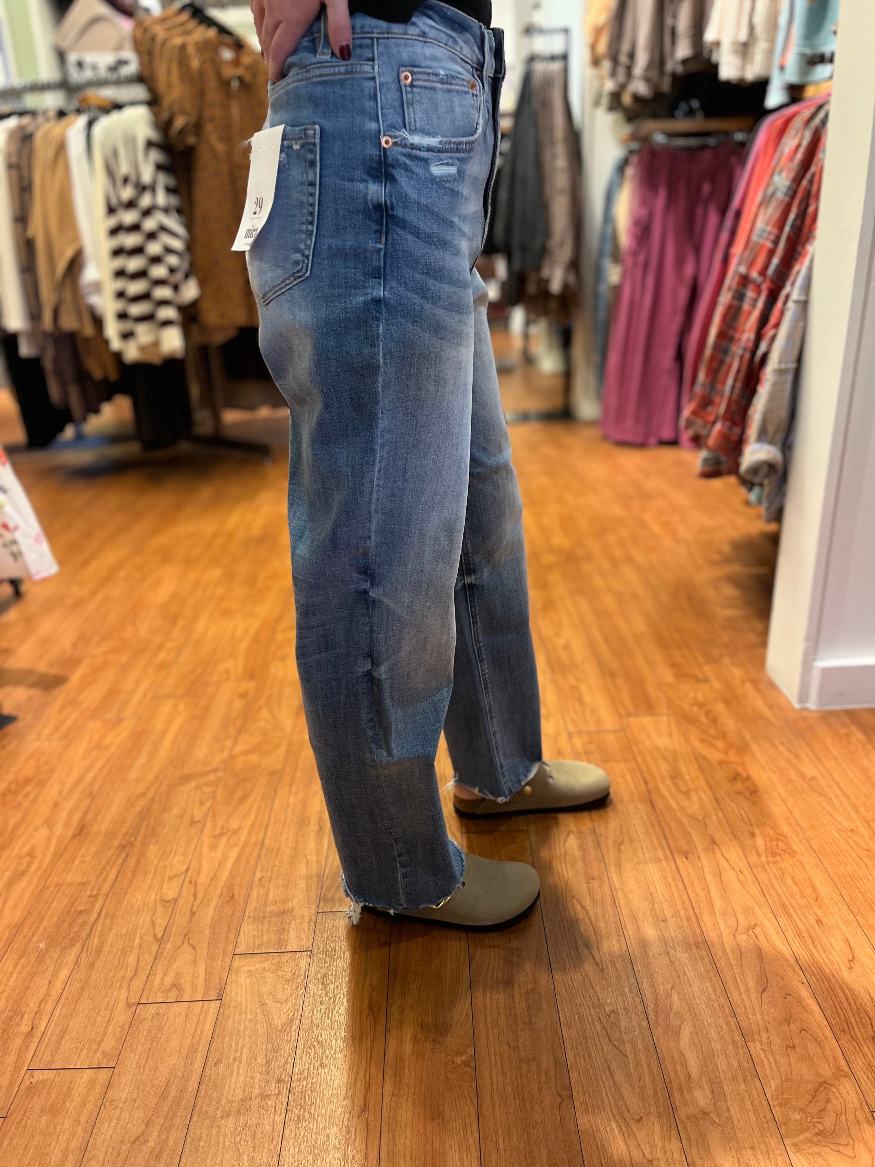 Raw Hem Straight - Dark Peacock Blue