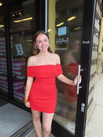 Off-shoulder Mini Dress with Tie Back