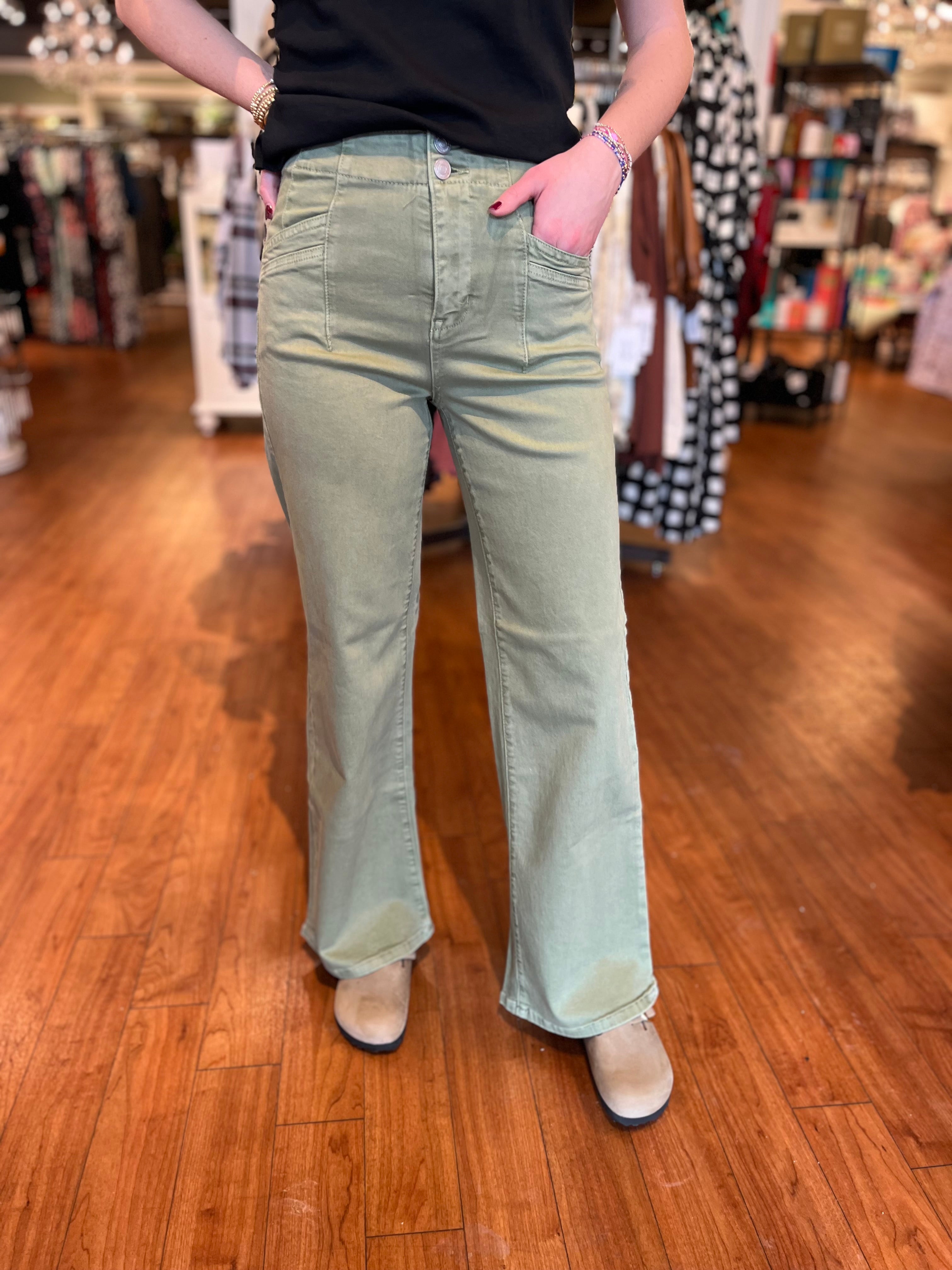 High Rise Wide Leg - Olive