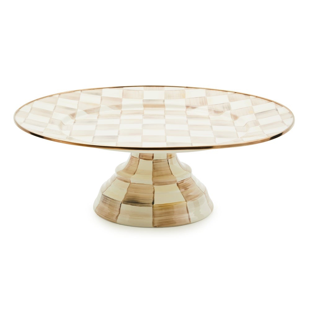 Mocha Check Large Pedestal Platter