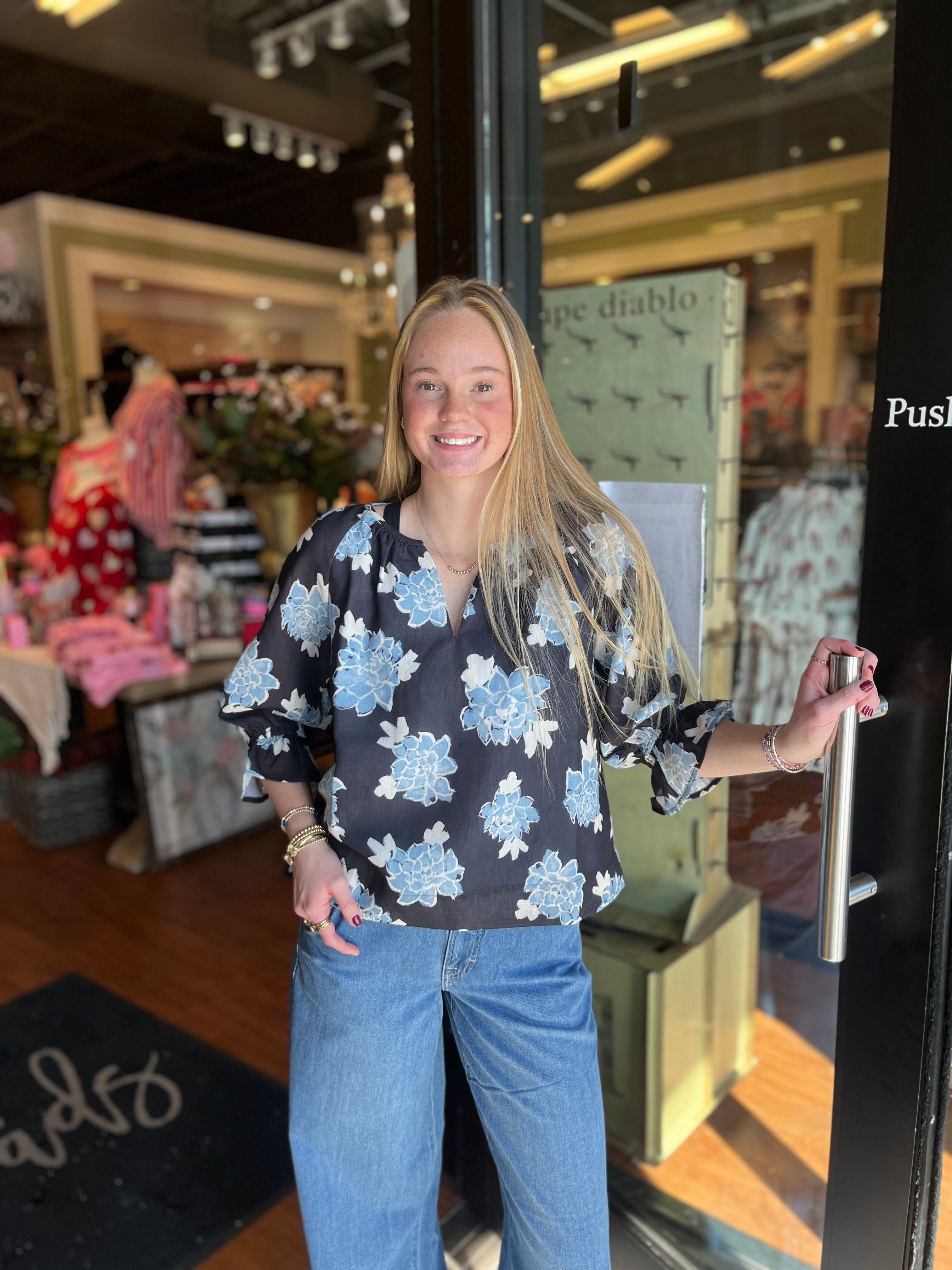 Blooming in Blue Top