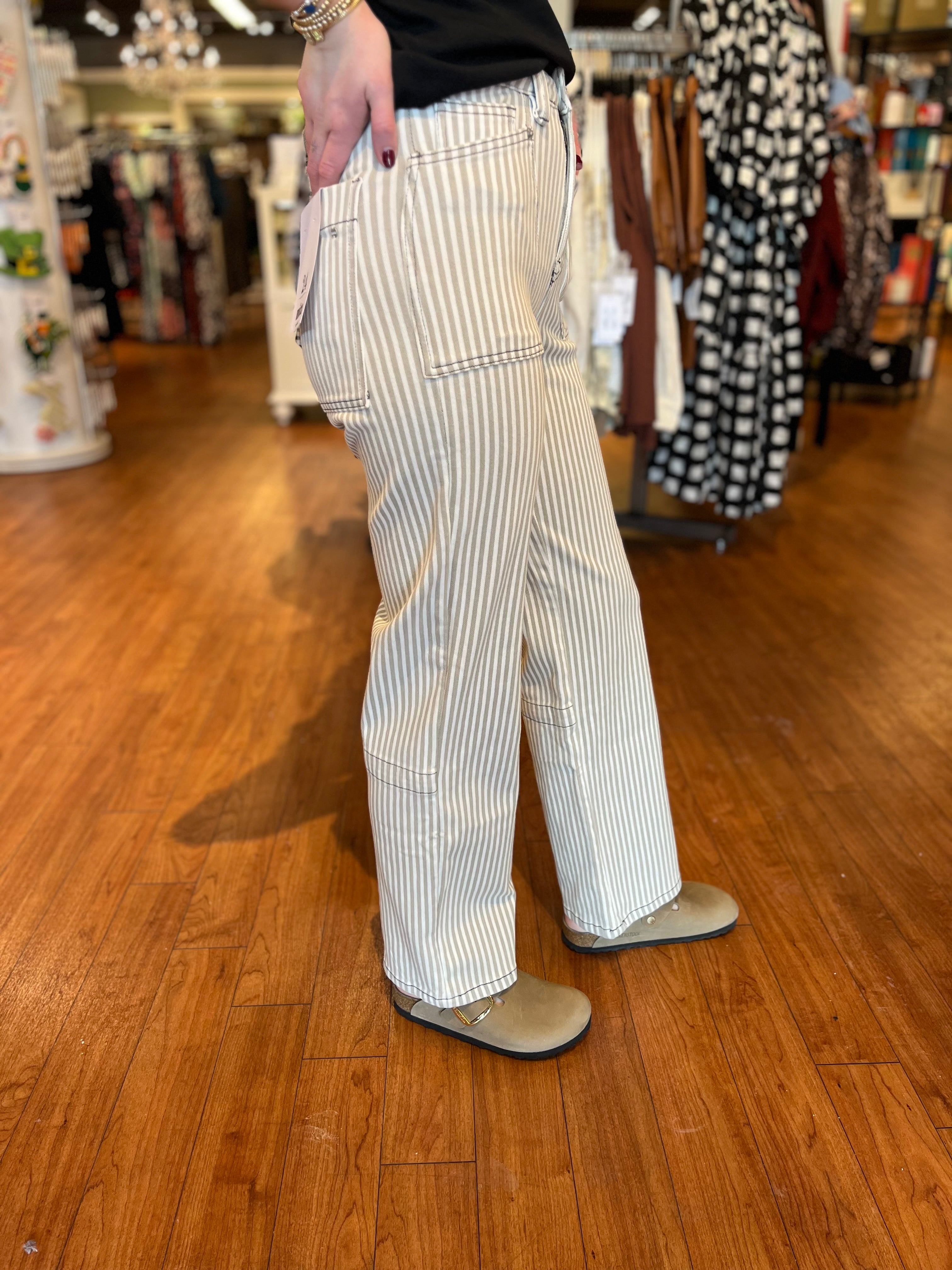 Straight Striped Jean - Grey Dawn