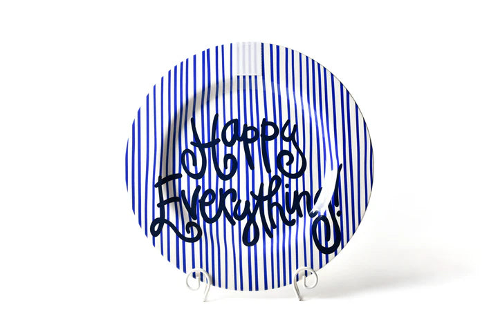 Indigo Skinny Stripe Big Happy Everything! Round Platter