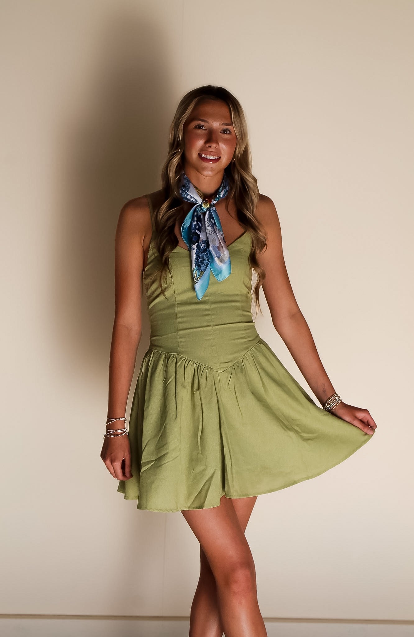 Basque Waist Spaghetti Strap Mini Dress