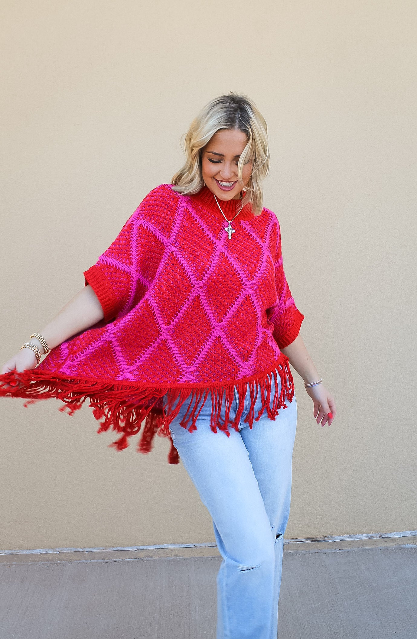 Pink Flame Tassel Sweater