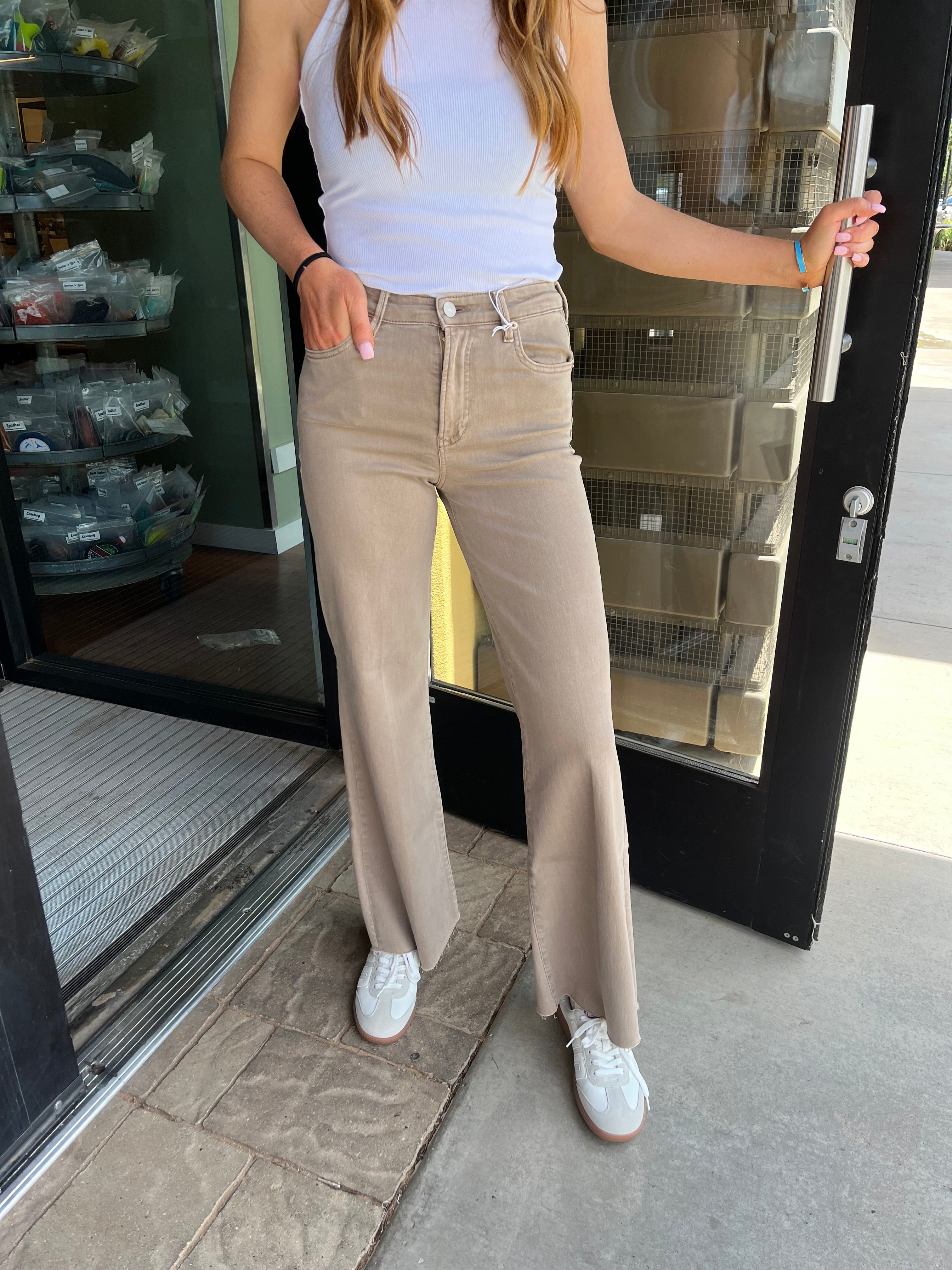 Fiona Wide Leg Jeans - Mink