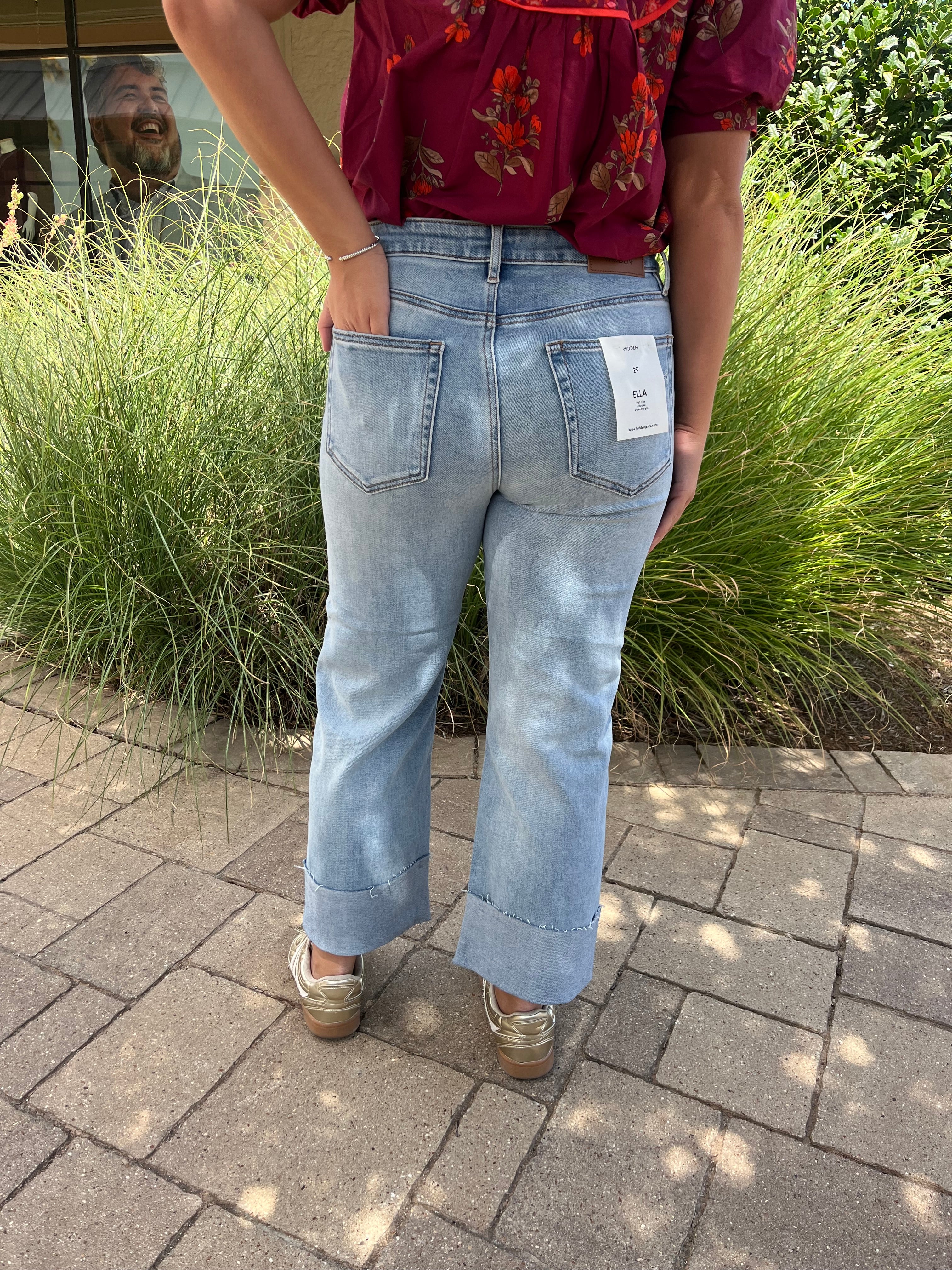 Ella High-Rise Cropped Wide Straight - Vintage Wash