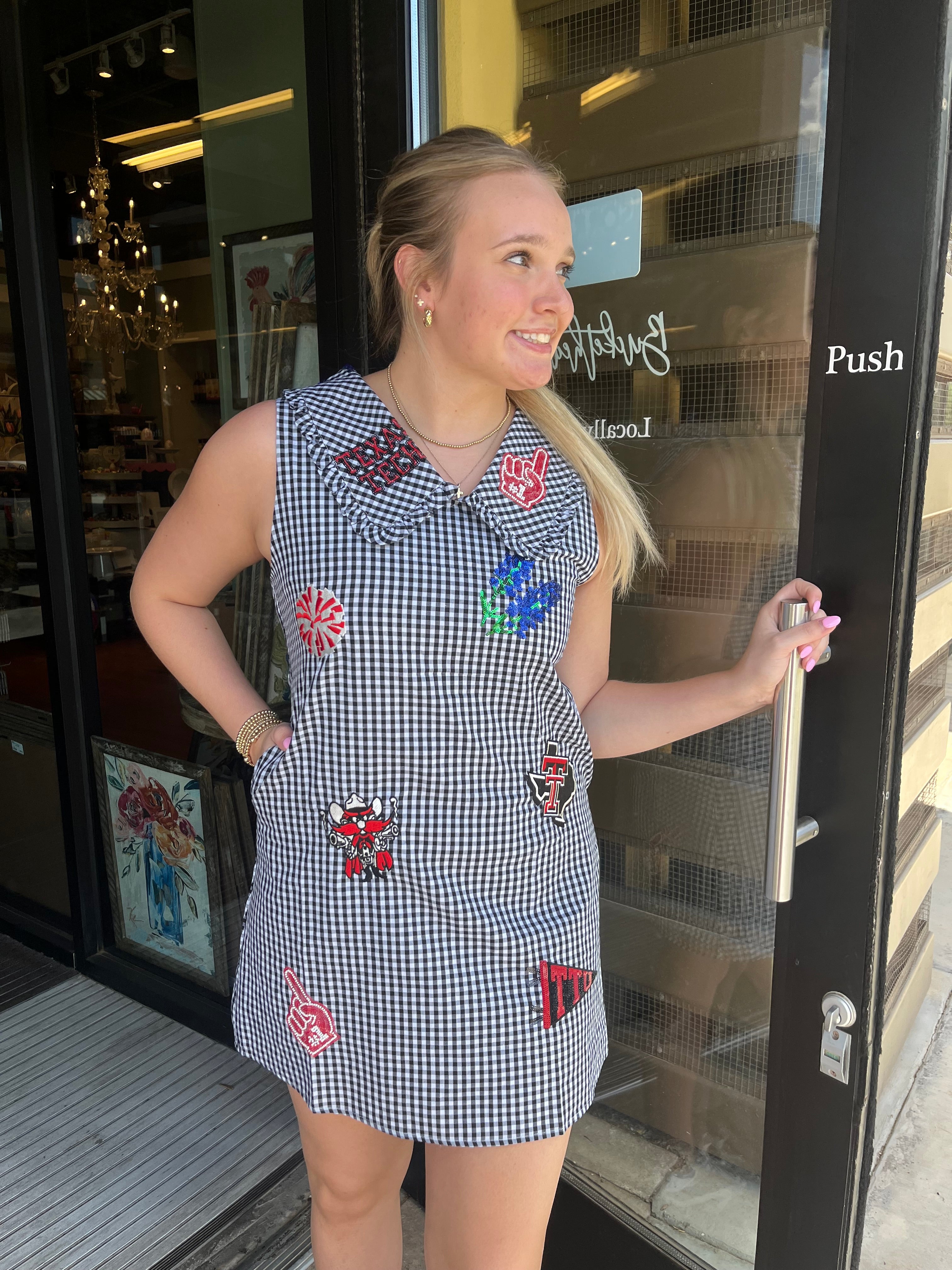 Licensed Texas Tech Mini Icon Gingham Collar Dress