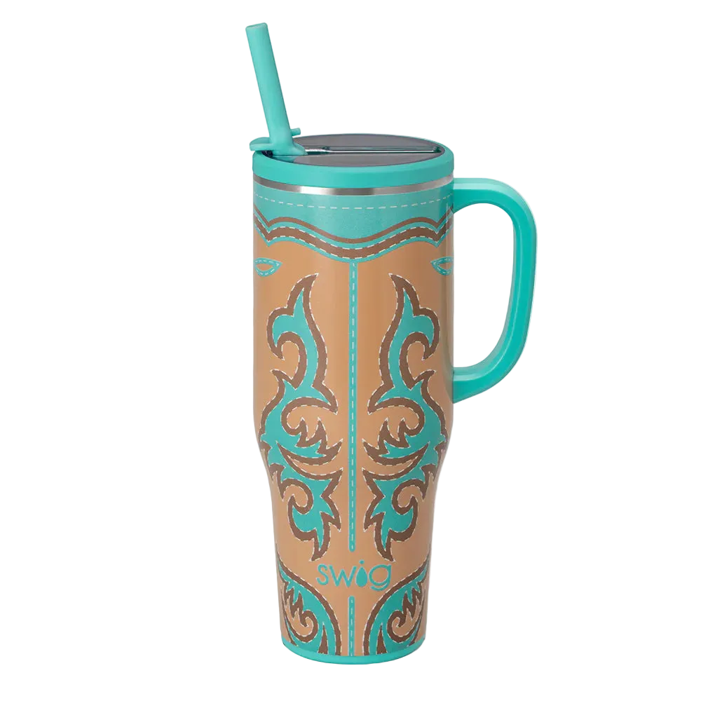 Boot Scootin` Turquoise Mega Mug 40oz