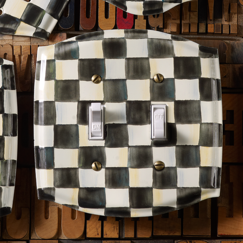 courtly check double toggle switch plate