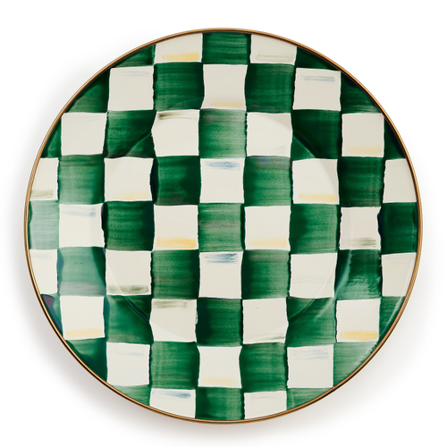 emerald check dinner plate