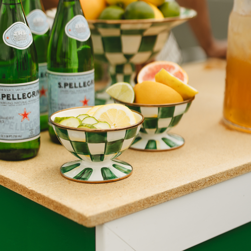 emerald check ice cream dish