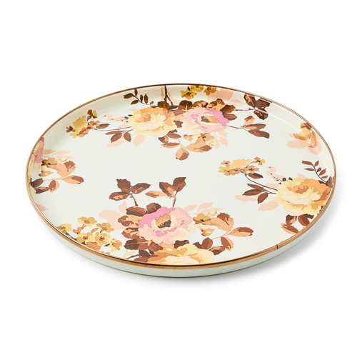 wild rose white round tray