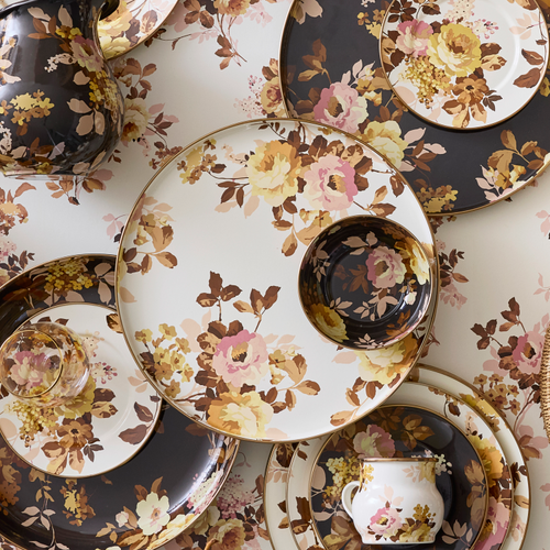 wild rose white round tray
