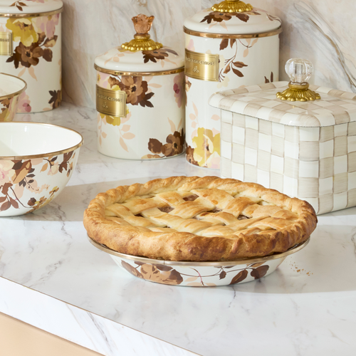 wild rose white pie plate