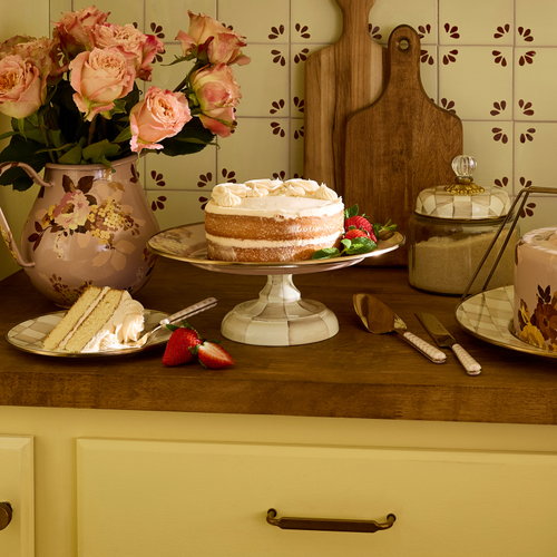 wild rose mauve small pedestal platter