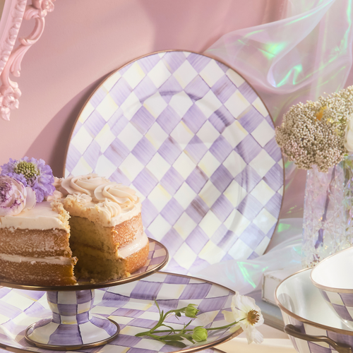violet check serving platter
