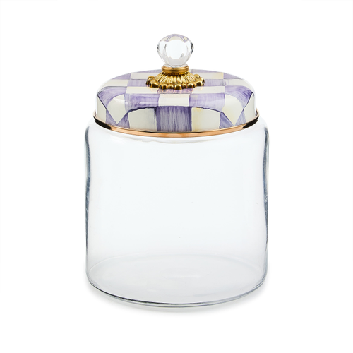 violet check large kitchen canister