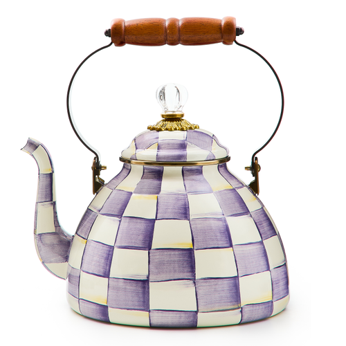 violet check 3 quart tea kettle