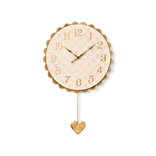 rosy check heart pendant clock
