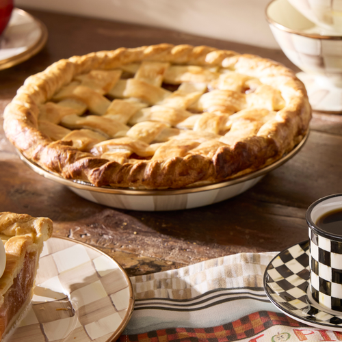 mocha check pie plate