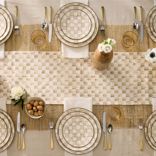mocha check salad plate