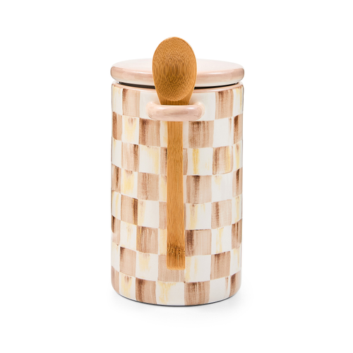 mocha check farmhouse canister