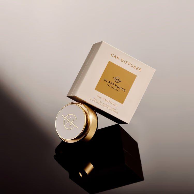 Gold Car Diffuser with 1  Replacement Scent Disk