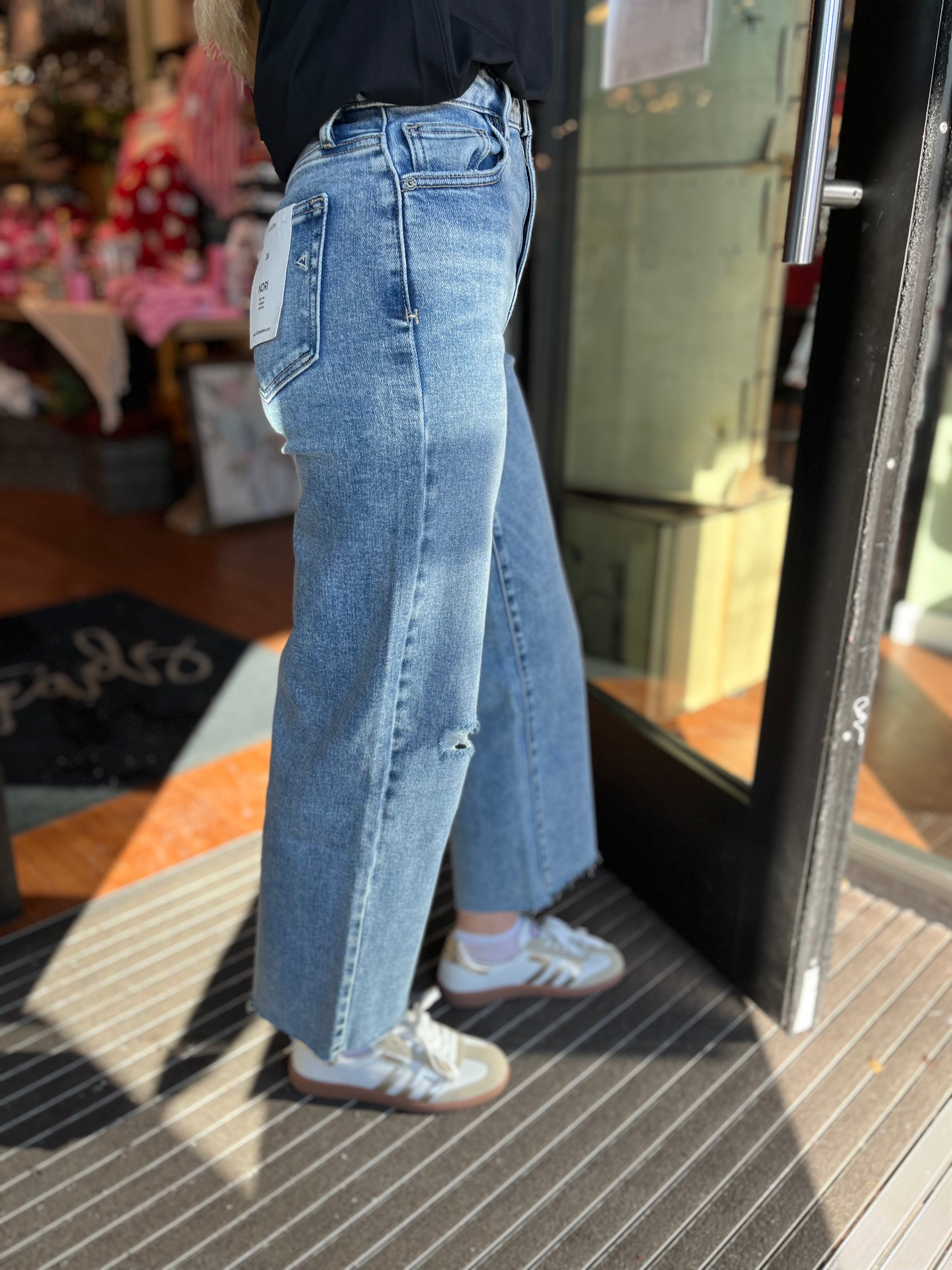 Nori Cropped Wide Leg - Medium Blue