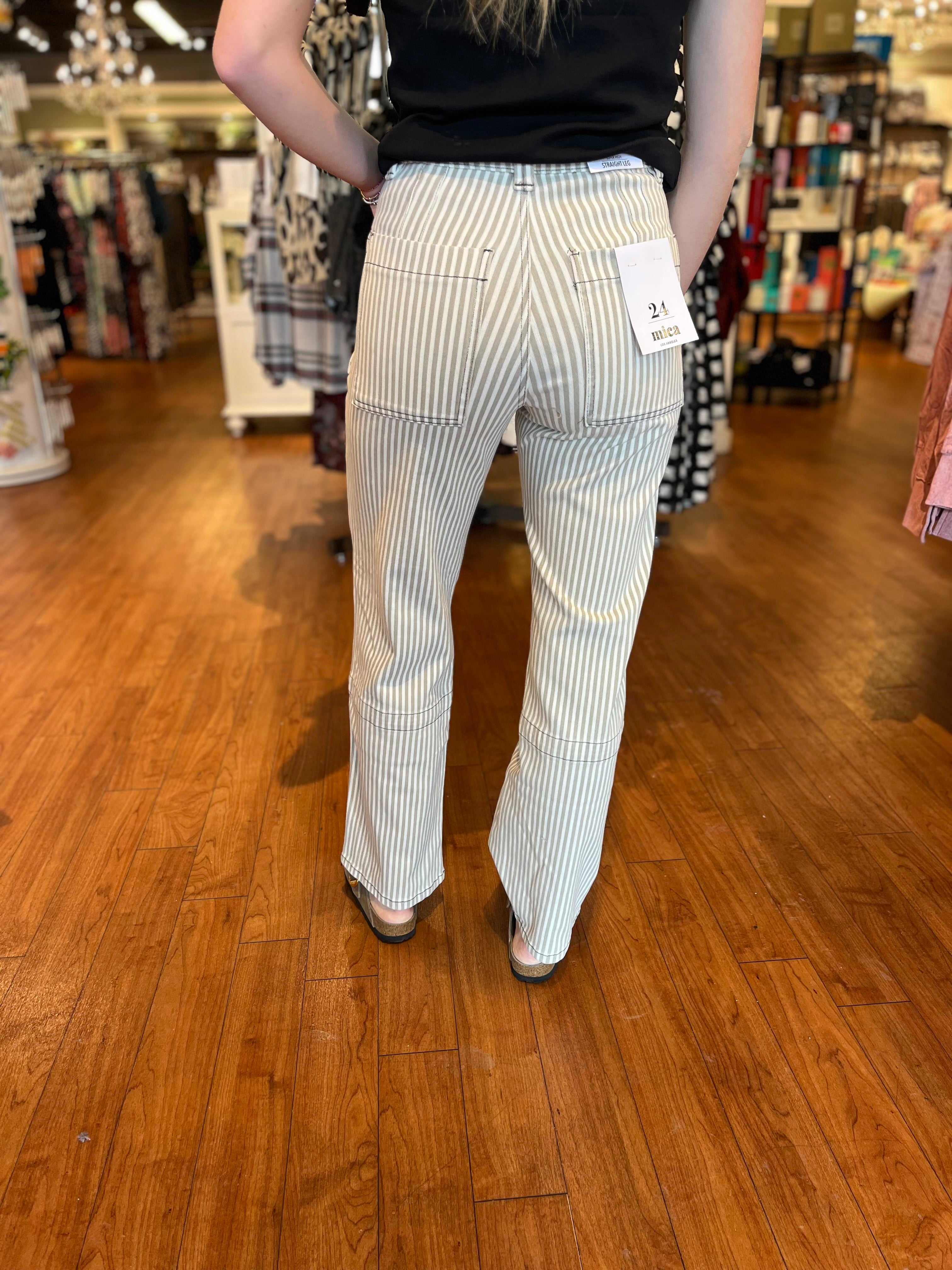 Straight Striped Jean - Grey Dawn