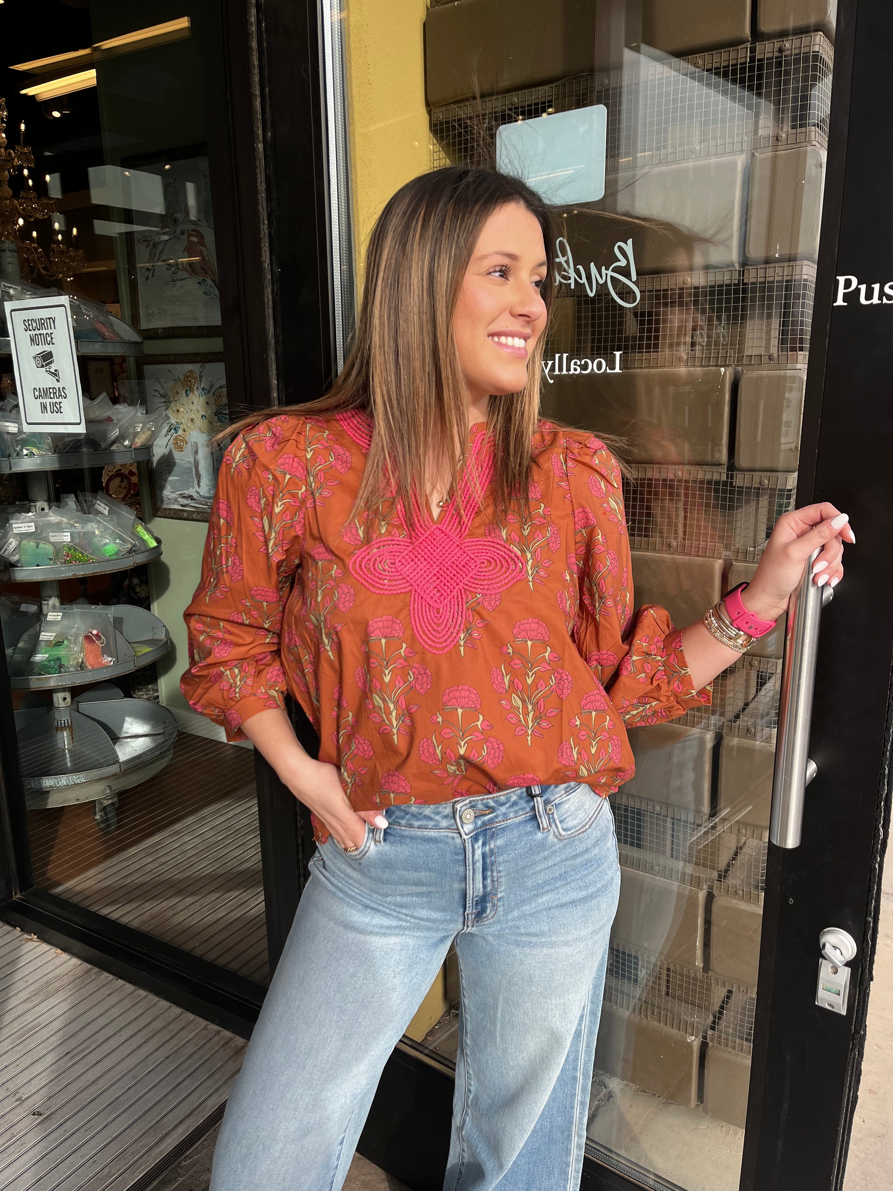 Terra Floral Embroidery Top