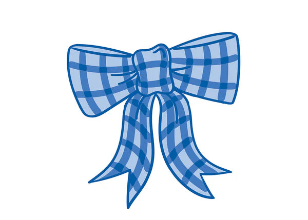 Blue Gingham Bow Big Attachment