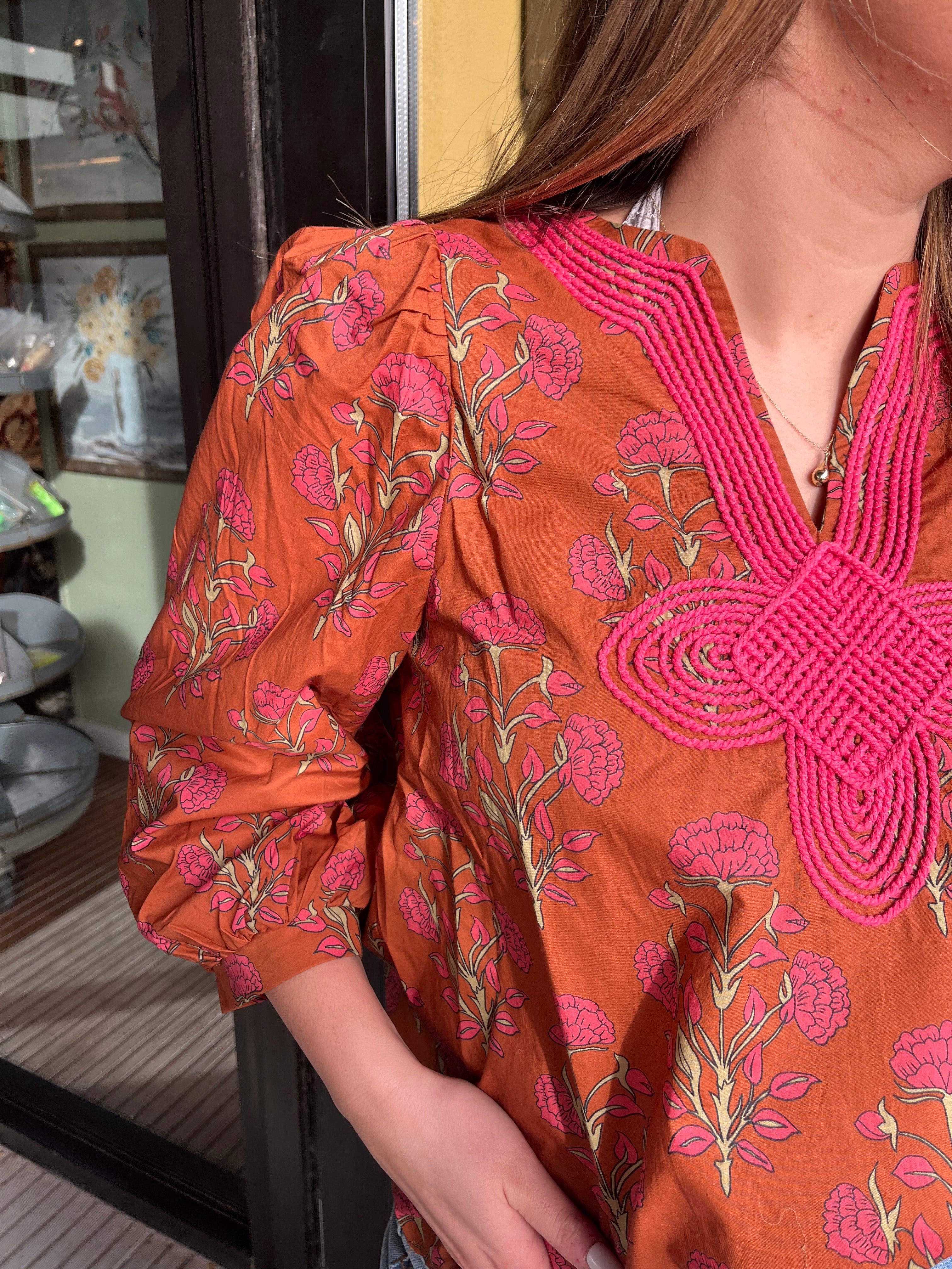 Terra Floral Embroidery Top