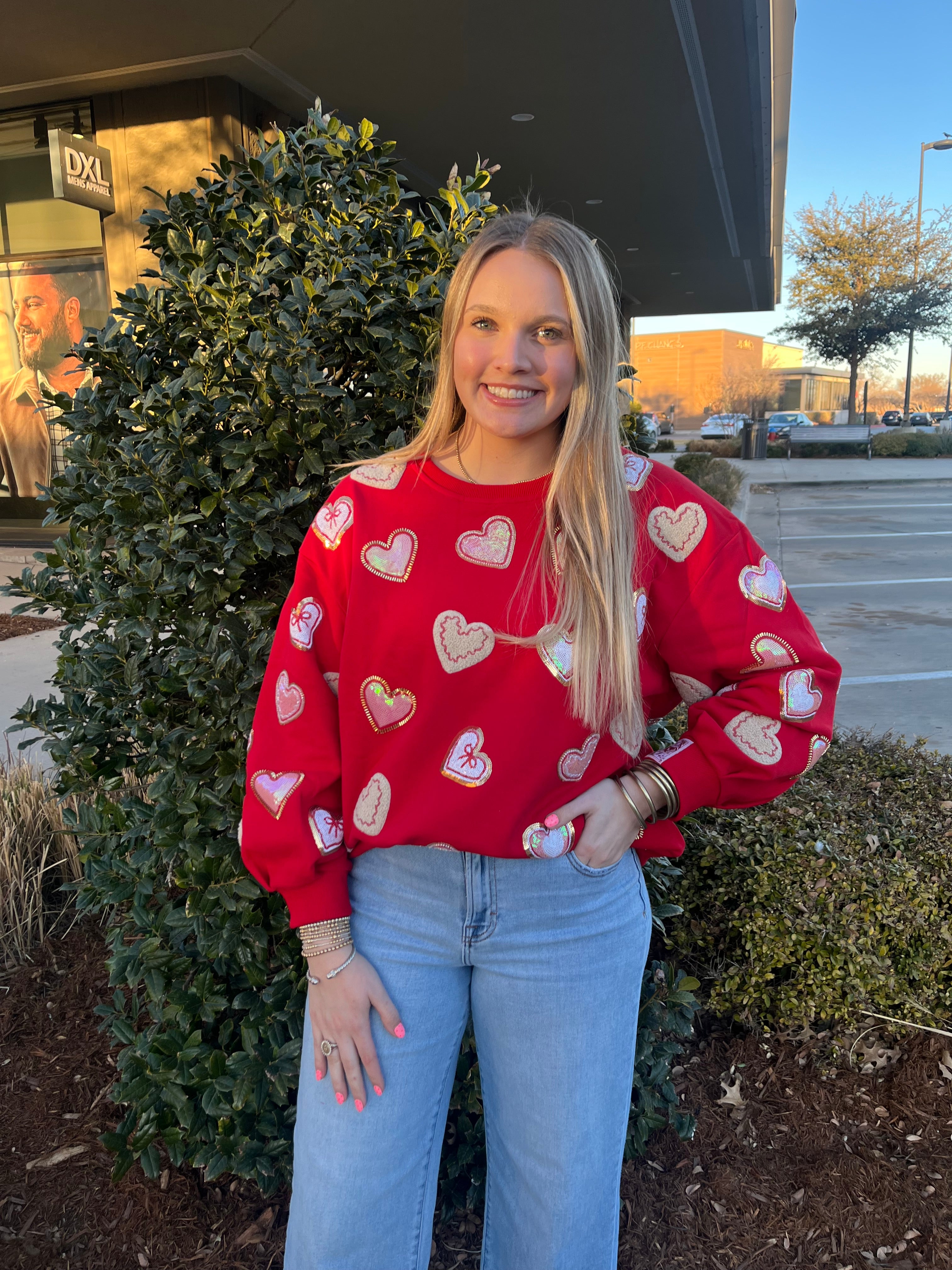 Red Heart Cookies Oversized Sweatshirt