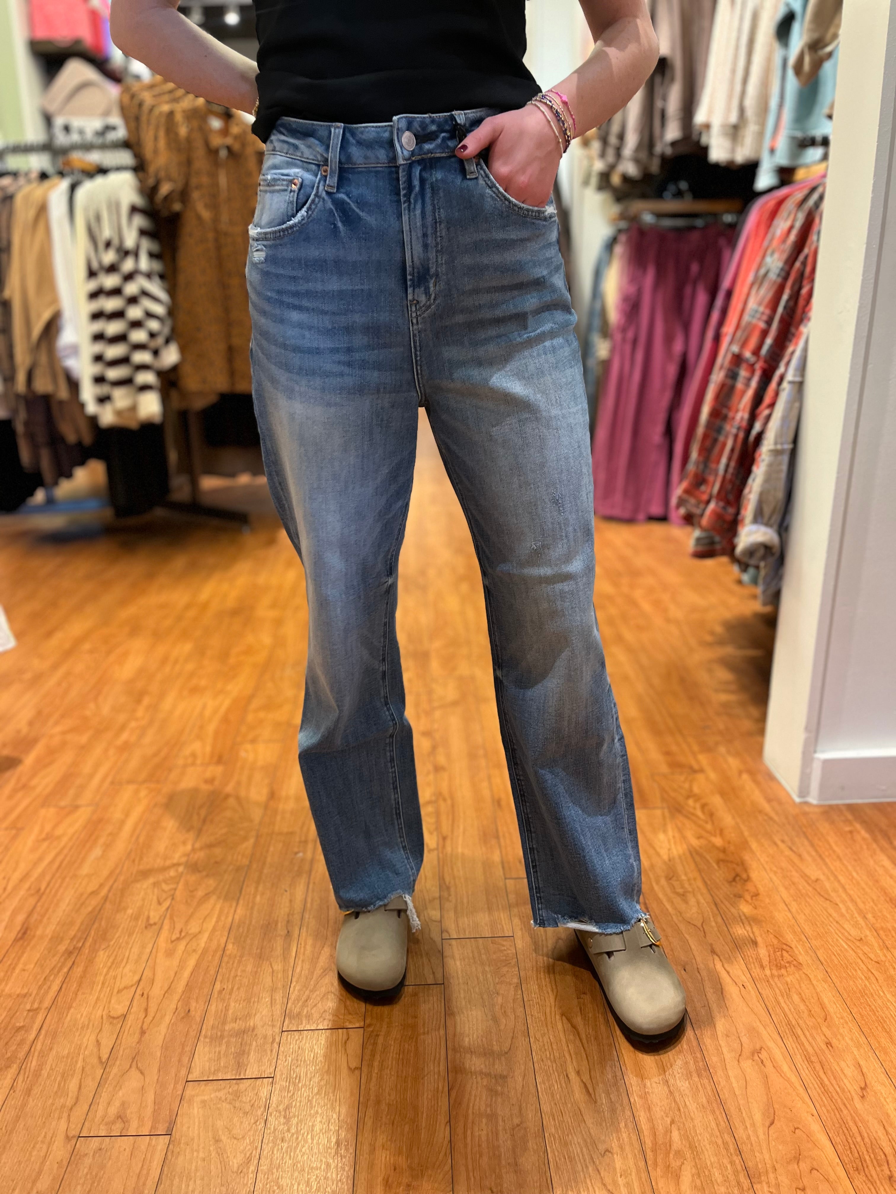 Raw Hem Straight - Dark Peacock Blue