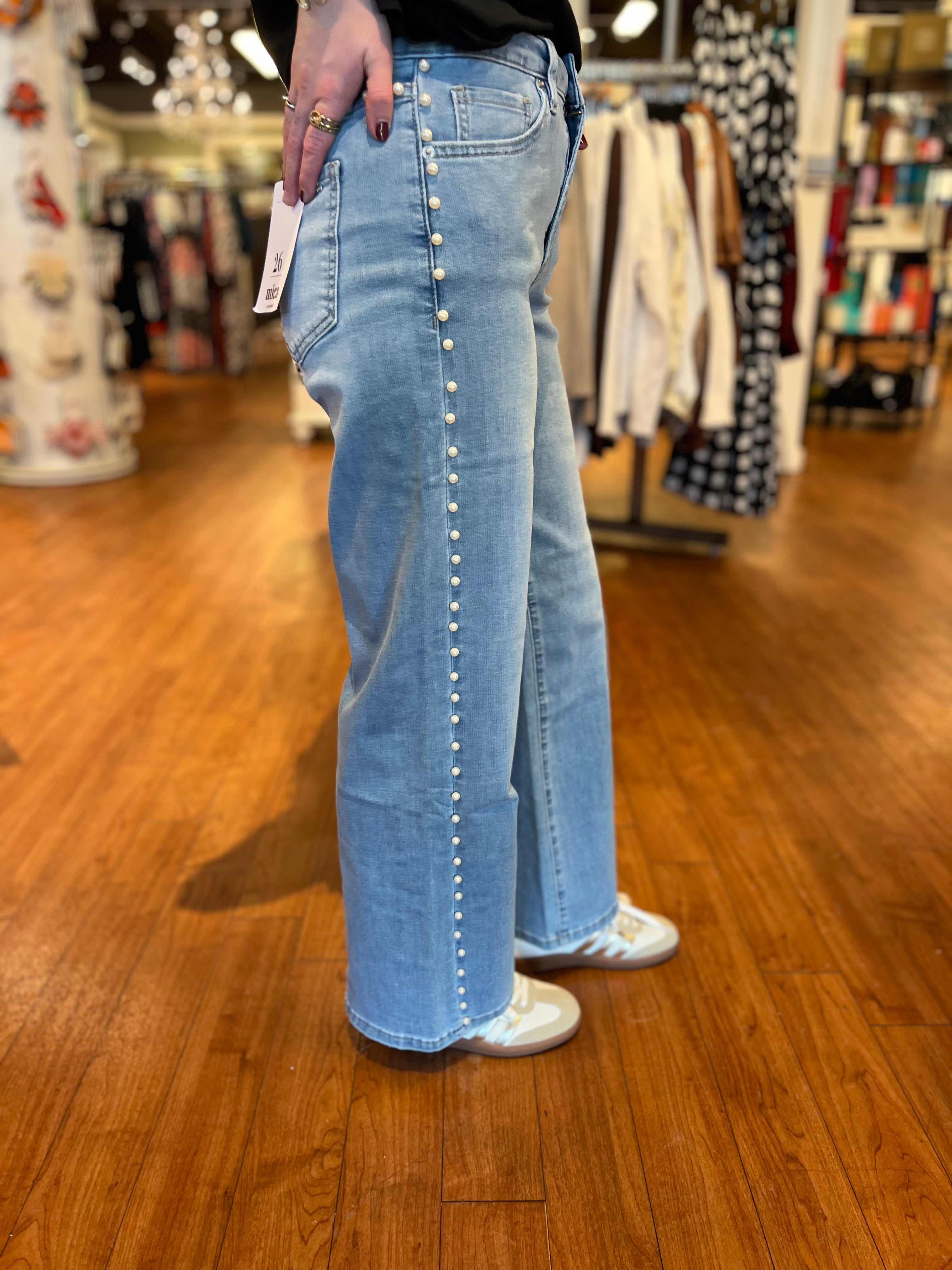 Wide Leg w/ Pearl - Ivy Indigo