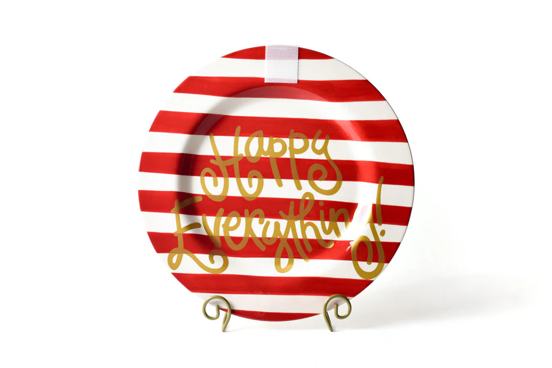 Red Stripe Big Happy Everything! Round Platter