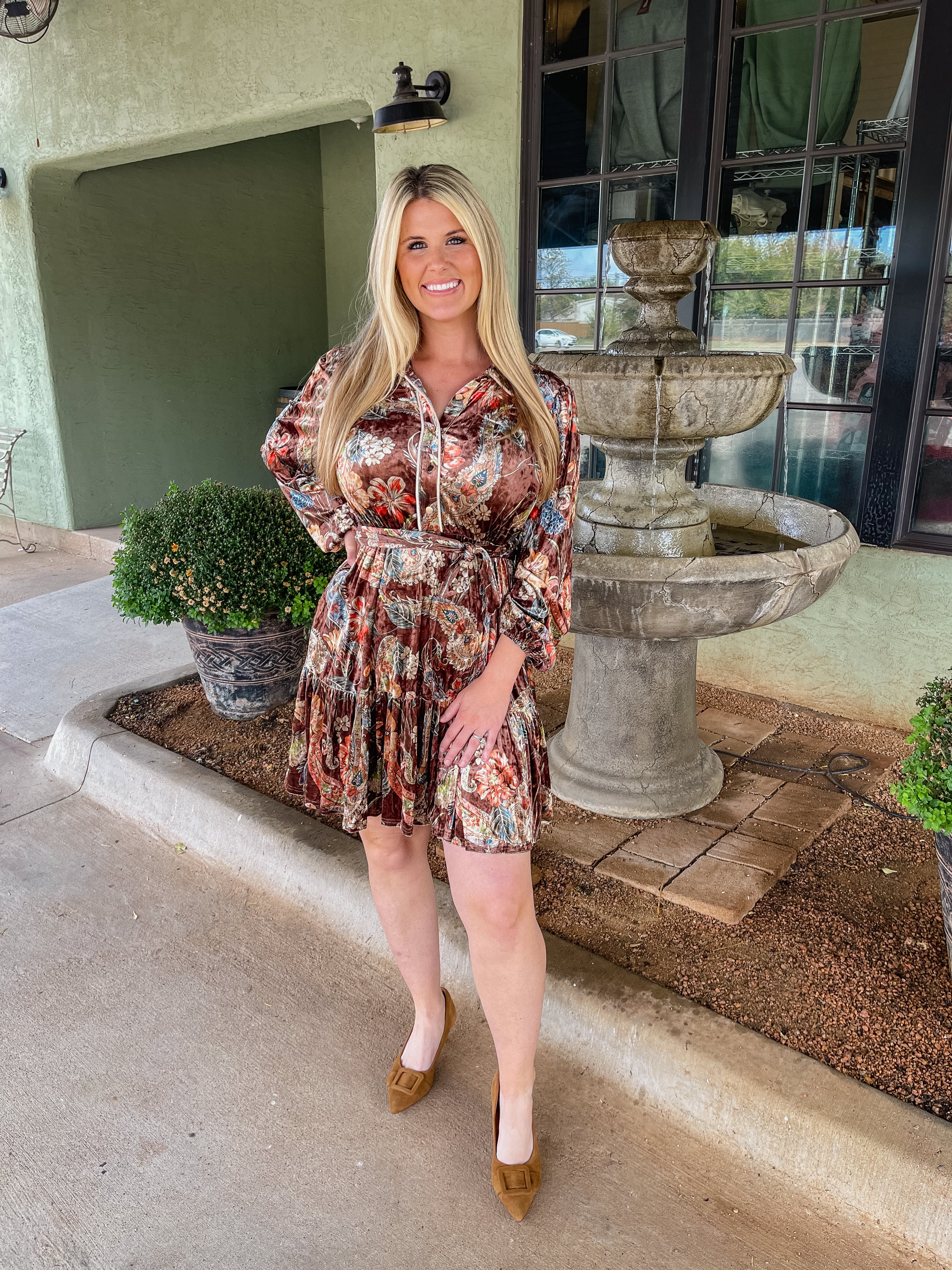 The Maple Bloom Velvet Dress