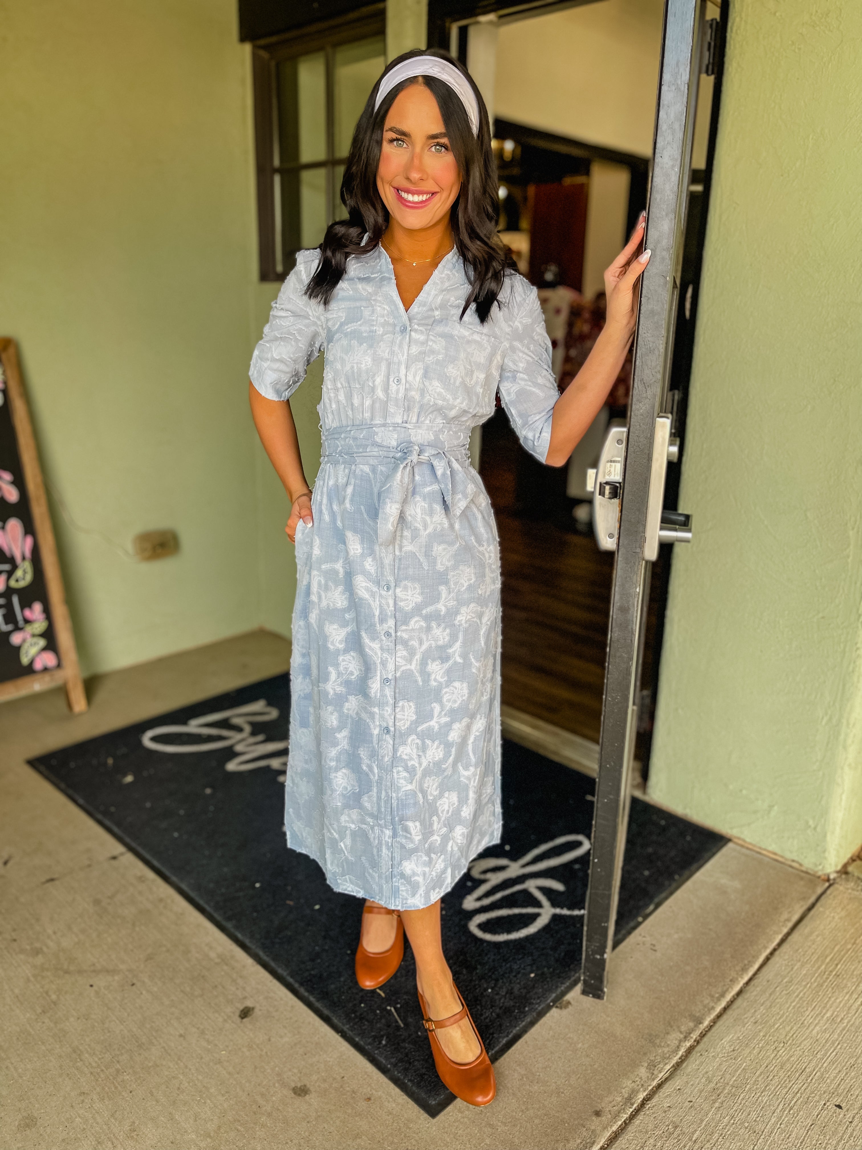 Soft Petal Midi Dress