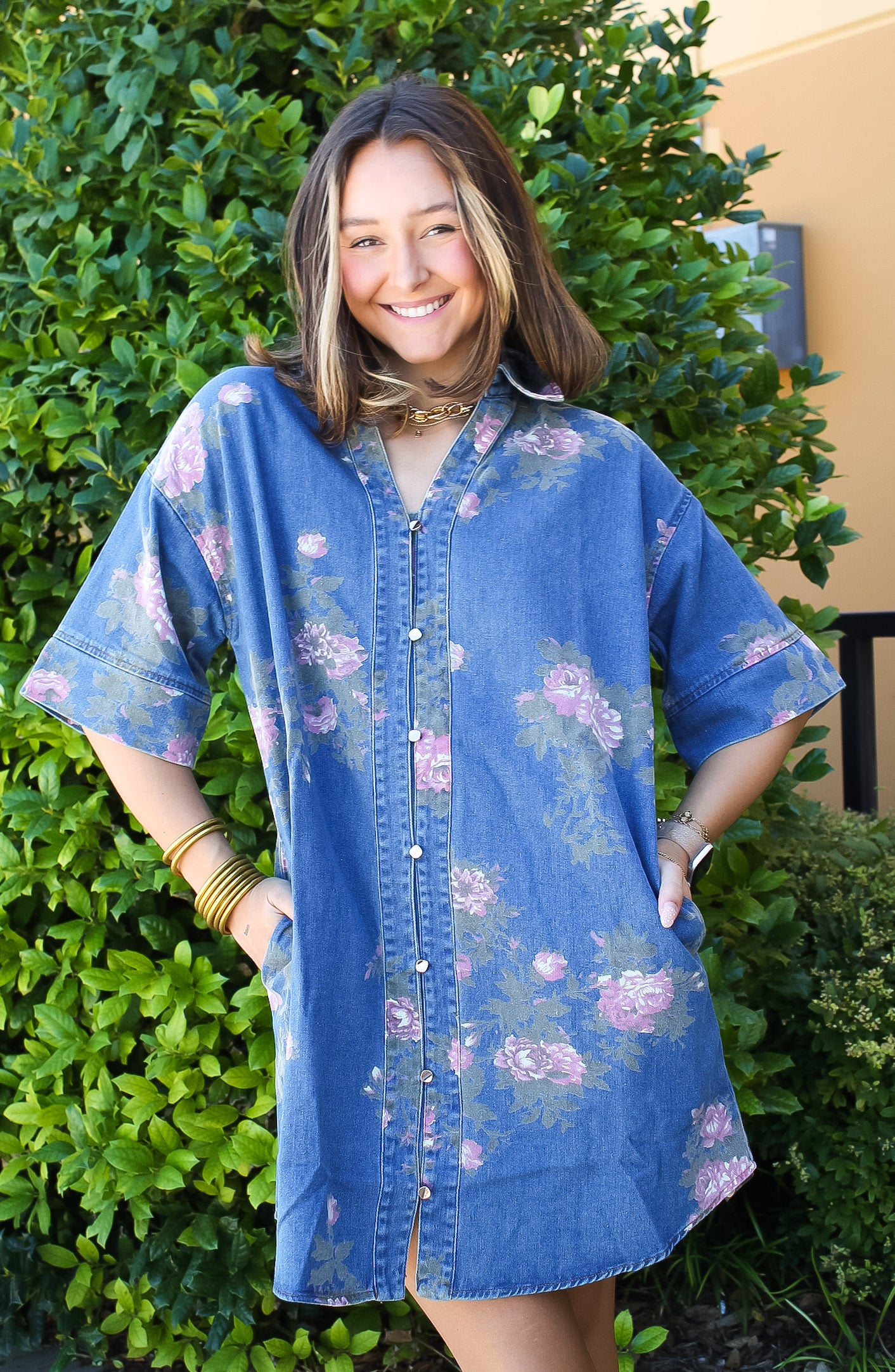 Blooming Denim Dress