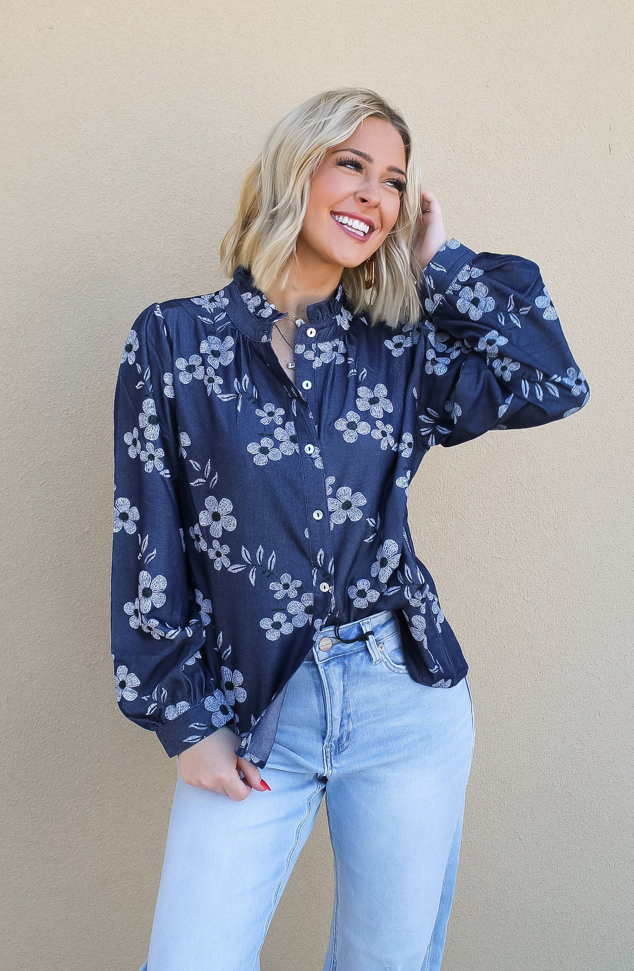 Midnight Blossom Button-Up Shirt