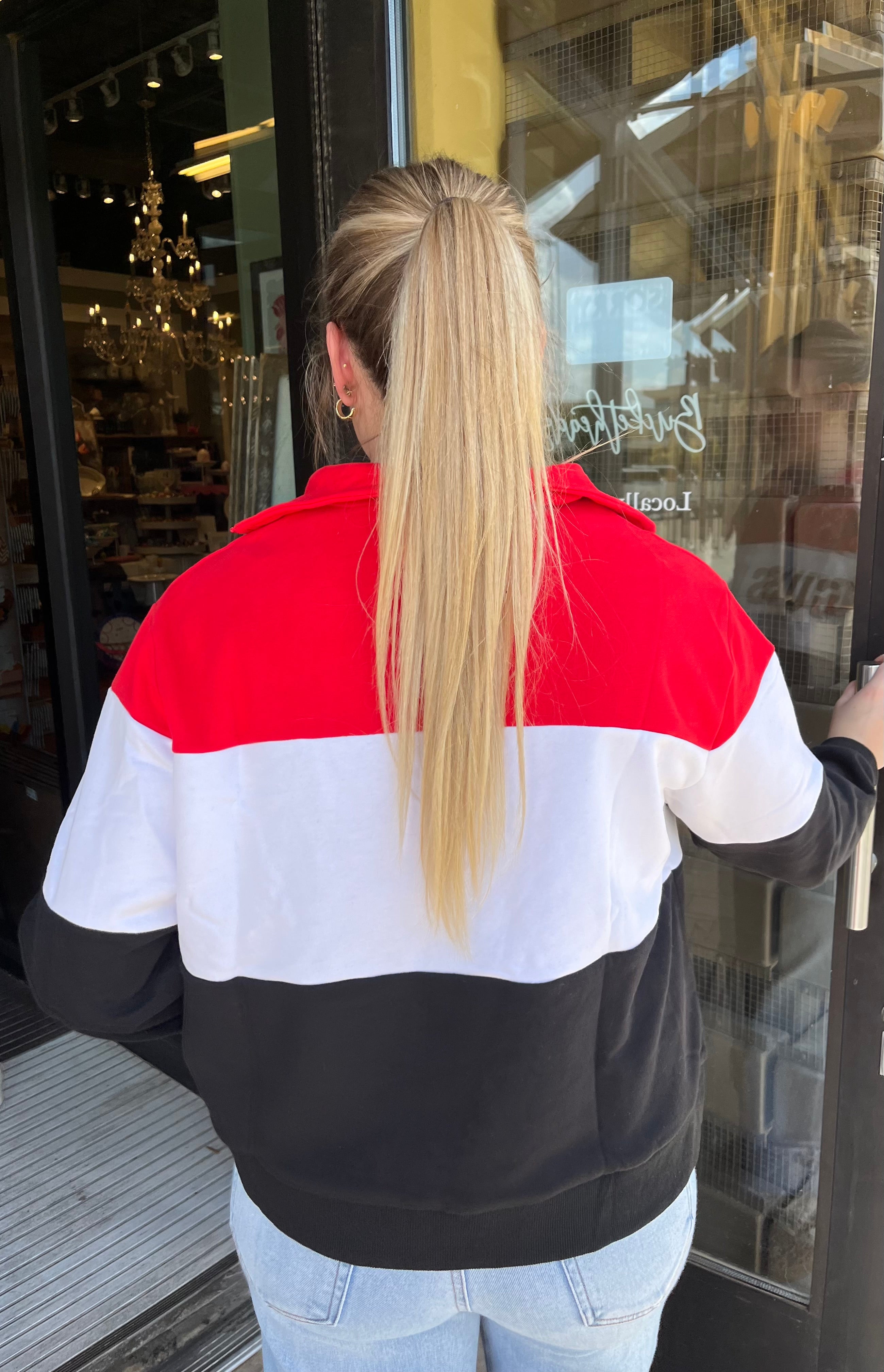 Licensed Texas Tech Quarter Zip Colorblock Sweatshirt