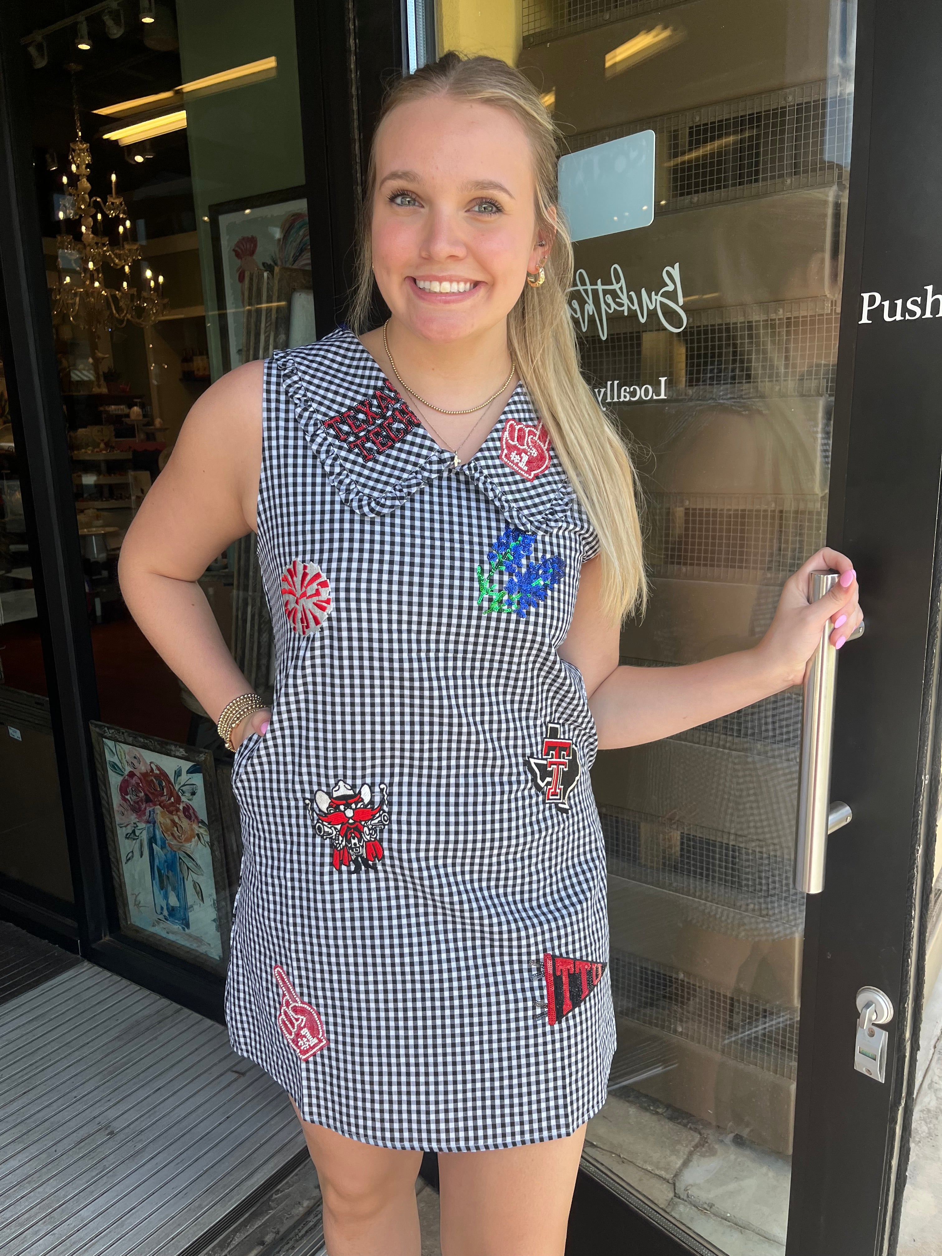 Licensed Texas Tech Mini Icon Gingham Collar Dress