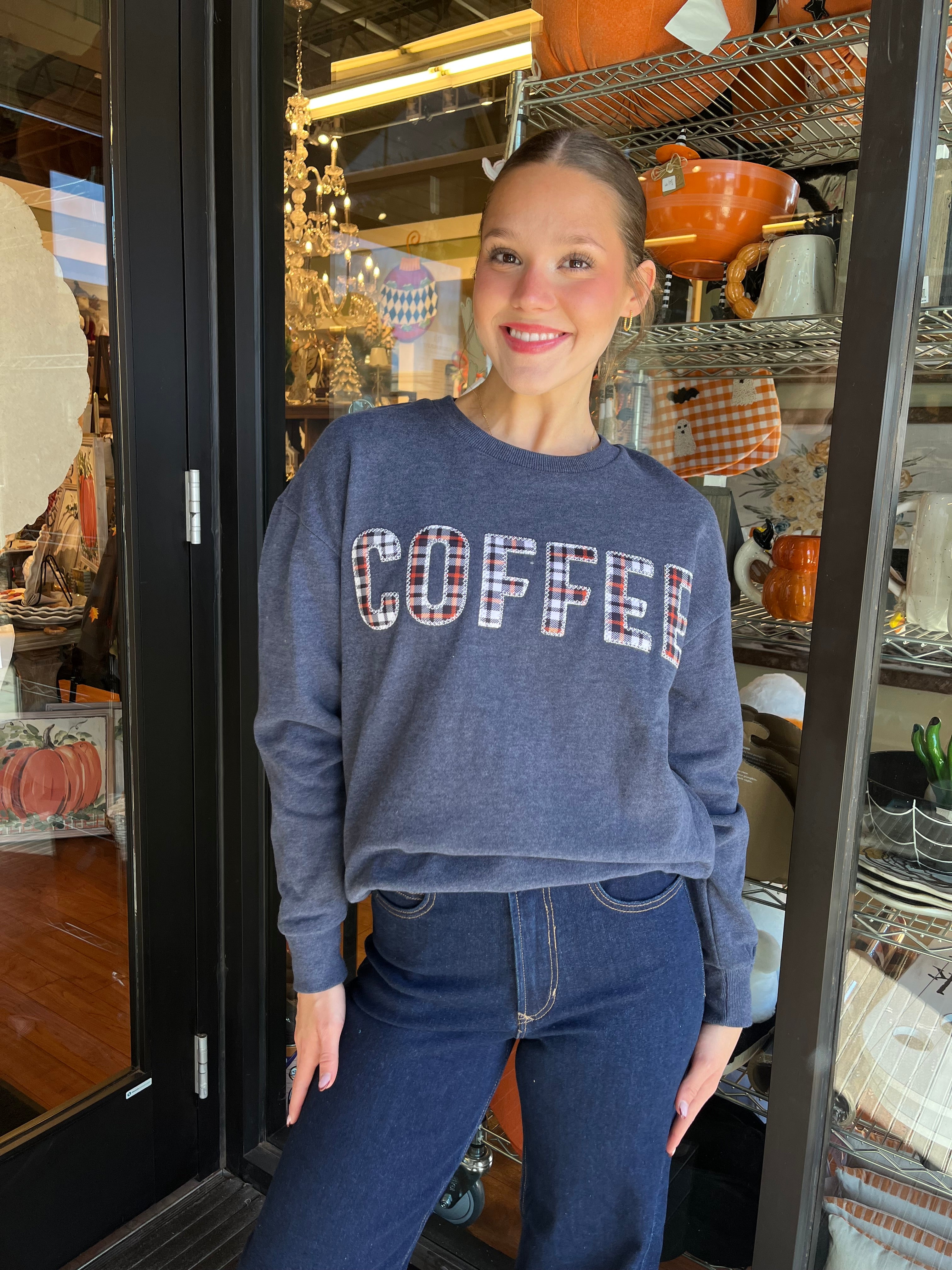 Plaid Coffee Sweatshirt