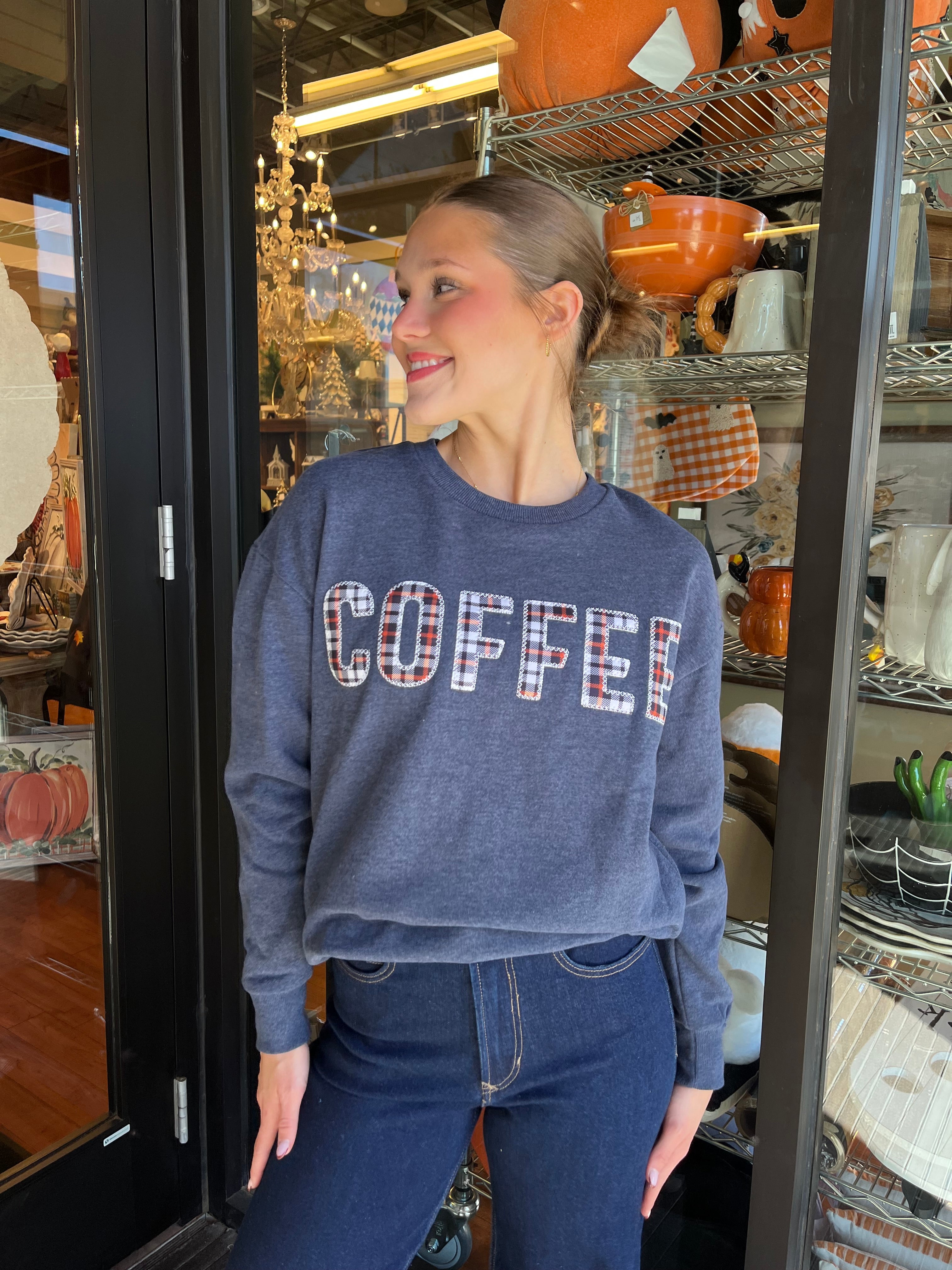 Plaid Coffee Sweatshirt