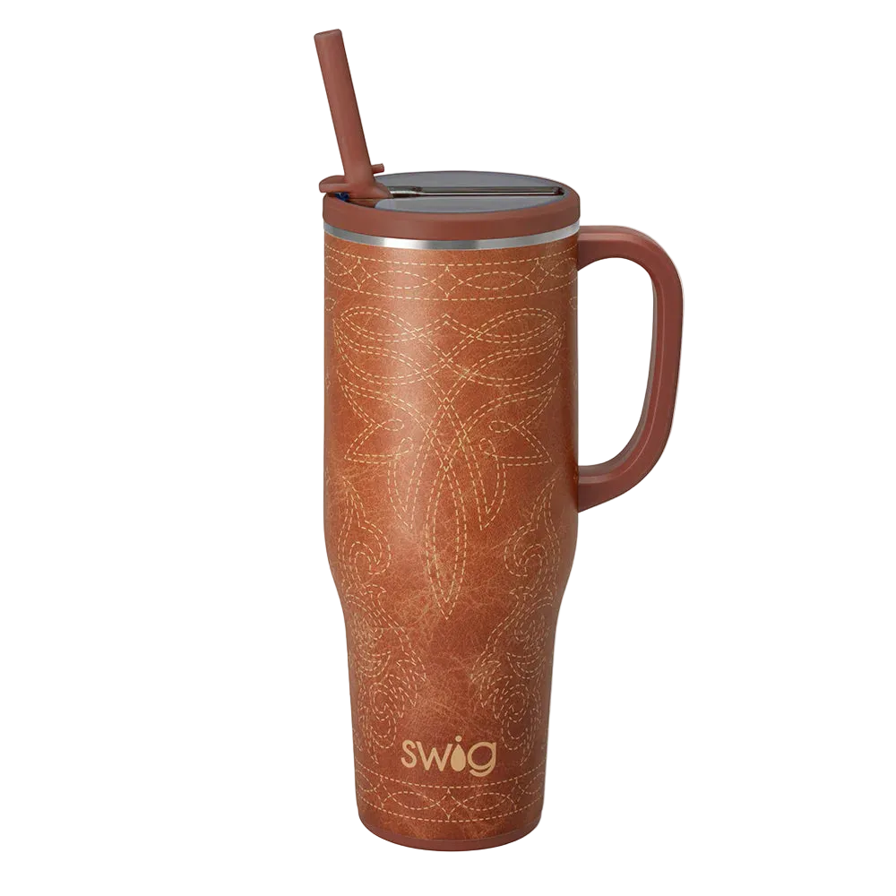 Saddle Stitch Cognac Mega  Mug 40oz
