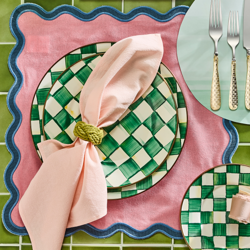 emerald check dinner plate