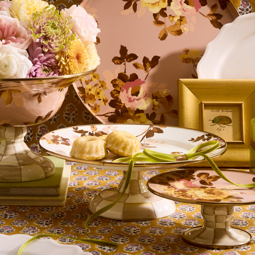 wild rose white small pedestal platter